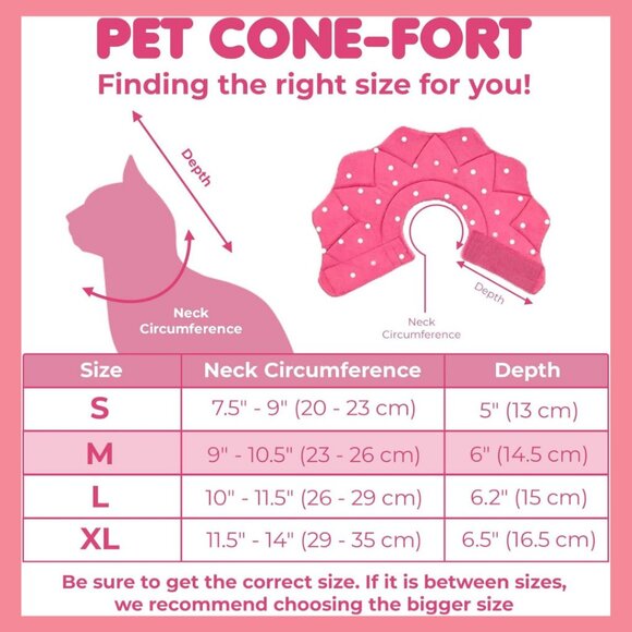 SunGrow Polka Dot Pet Soft Adjustable Recovery Cone | NWT | M | Pink White - Picture 13 of 16